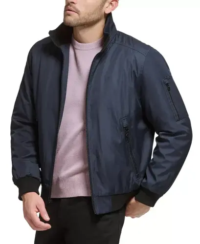 Мужская классическая куртка-бомбер из рипстопа на молнии - True Navy - 3