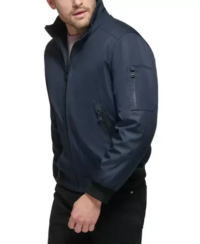 Мужская классическая куртка-бомбер из рипстопа на молнии - True Navy - 5