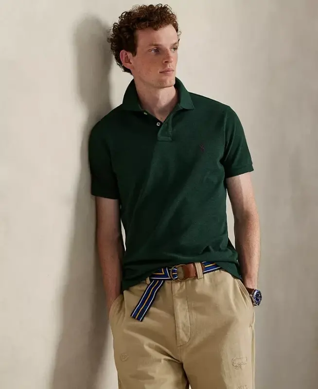 Мужская классическая рубашка-поло из сетчатой ткани - Scotch Pine Heather - POLO RALPH LAUREN