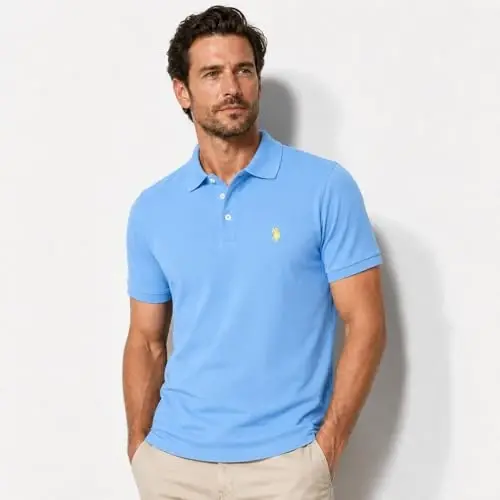 Мужская классическая рубашка поло U.S. Polo Assn., пике с застежкой на две пуговицы, летняя модная рубашка для гольфа | Пике с застежкой на две пуговицы, летняя модная рубашка для гольфа - 2