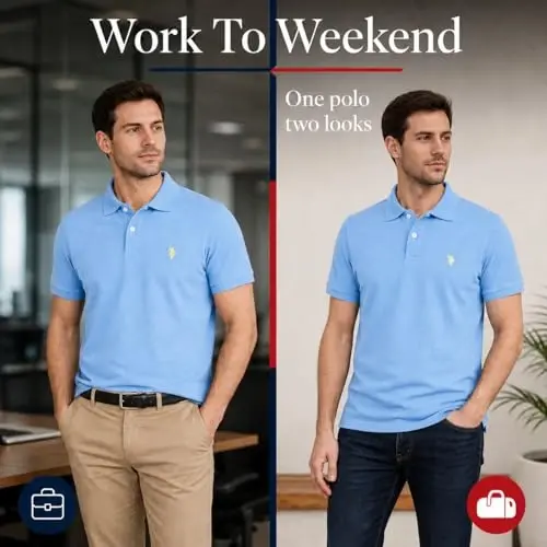 Мужская классическая рубашка поло U.S. Polo Assn., пике с застежкой на две пуговицы, летняя модная рубашка для гольфа | Пике с застежкой на две пуговицы, летняя модная рубашка для гольфа - 5