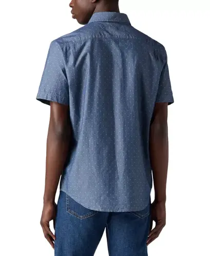 Men's Classic 1 Pocket Short Sleeve Regular Fit Shirt-Blue - 4