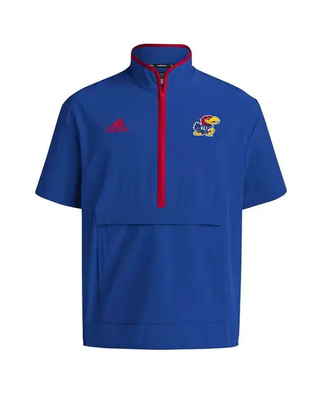 Мужская королевская куртка Kansas Jayhawks Coaches Sideline Half-Zip с коротким рукавом - Royal - 2
