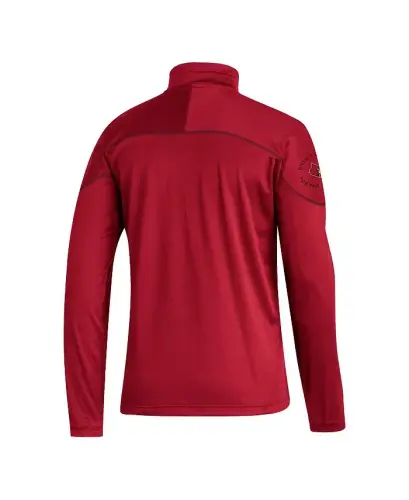Мужская красная куртка Louisville Cardinals AEROREADY Knit Quarter-Snap - Red - ADIDAS (1)