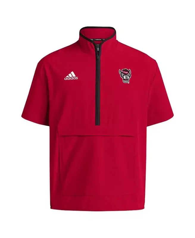 Мужская красная куртка NC State Wolfpack Coaches Sideline Half-Zip с короткими рукавами - Красная - 3