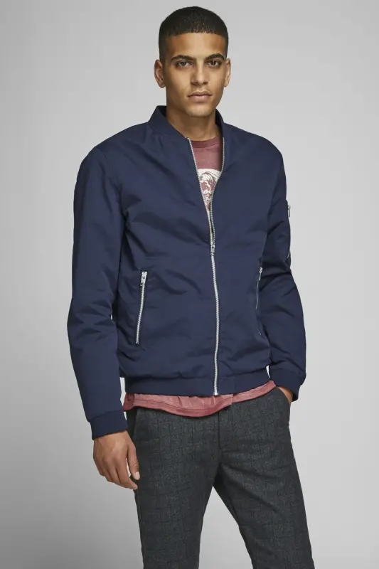 Мужская куртка-бомбер на молнии - 12165203 - BS-Navy Blazer - 3