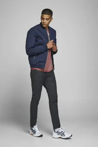 Мужская куртка-бомбер на молнии - 12165203 - BS-Navy Blazer - 5