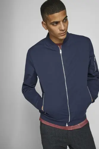 Мужская куртка-бомбер на молнии - 12165203 - BS-Navy Blazer - 7