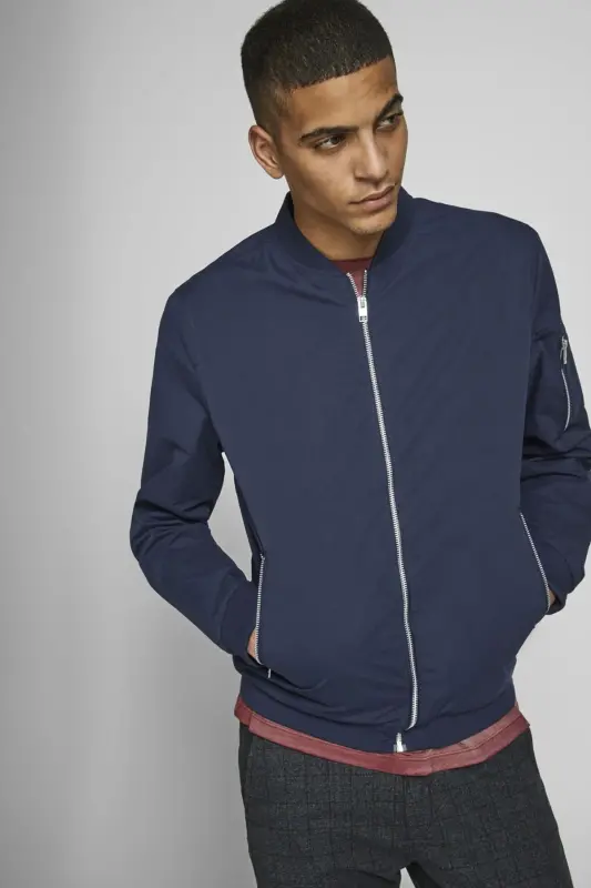 Мужская куртка-бомбер на молнии - 12165203 - BS-Navy Blazer - 7