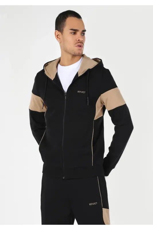 Мужская куртка с капюшоном черного цвета Slim Fit - 4