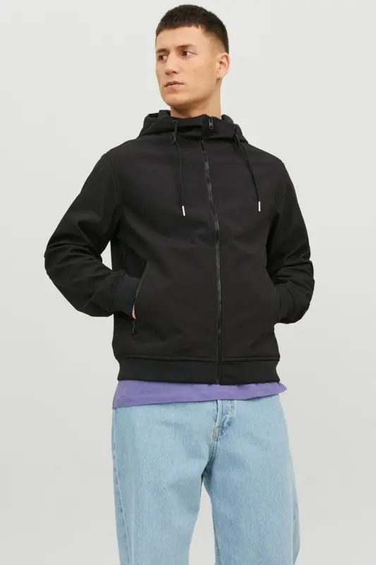 Мужская куртка с капюшоном - ЧЕРНЫЙ - JACK & JONES