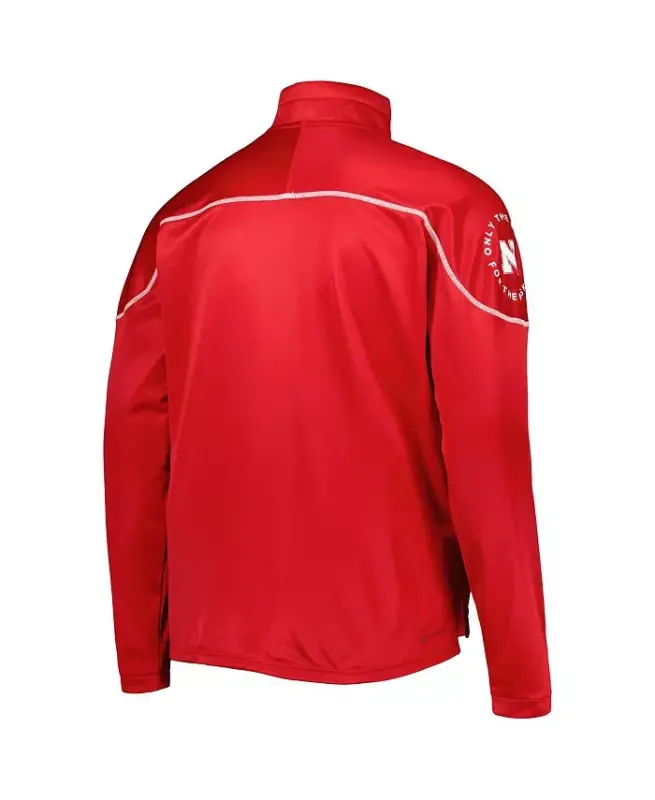 Мужская куртка Scarlet Nebraska Huskers AEROREADY Knit Quarter-Snap Jacket-Scarlet - 3