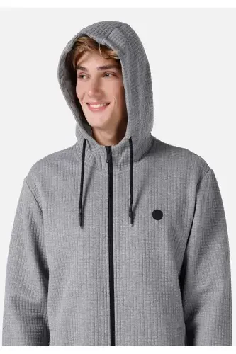 Мужская куртка серого цвета с капюшоном и карманами, код Cl1066987. - 5