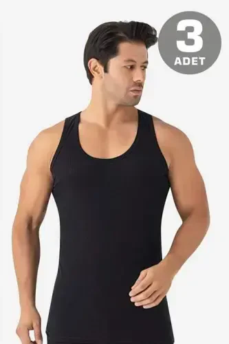 Мужская летняя сетчатая майка, черная хлопковая упаковка из 3 штук - 1