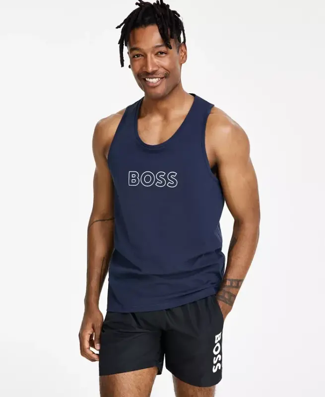 Мужская майка-борцовка с логотипом для пляжа - HUGO BOSS