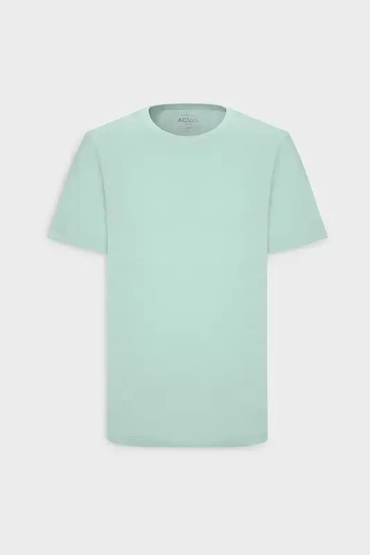 Мужская мятная футболка Slim Fit, облегающего кроя, с круглым вырезом, базовая, 100% хлопок – Мятный - 10