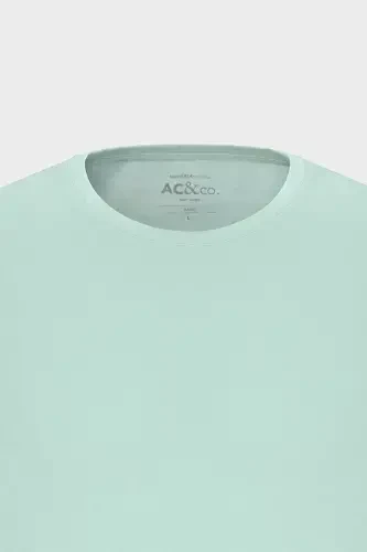 Мужская мятная футболка Slim Fit, облегающего кроя, с круглым вырезом, базовая, 100% хлопок – Мятный - 11