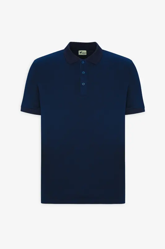 Мужская Непривлекательная Хлопковая Ткань Slim Fit Узкий Крой Темно-синий Несминаемый Воротник Поло Футболка-ТЕМНО-СИНИЙ - 12