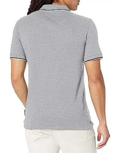 Мужская облегающая рубашка-поло Armani Exchange из хлопкового пике с кантом - 3