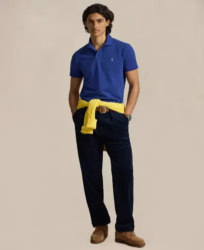 Men's Custom Slim-Fit Mesh Polo Shirt - Blue Yacht/C7553 - 2