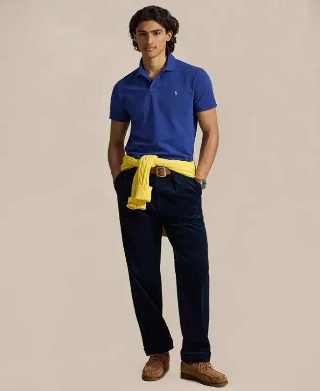 Men's Custom Slim-Fit Mesh Polo Shirt - Blue Yacht/C7553 - 2