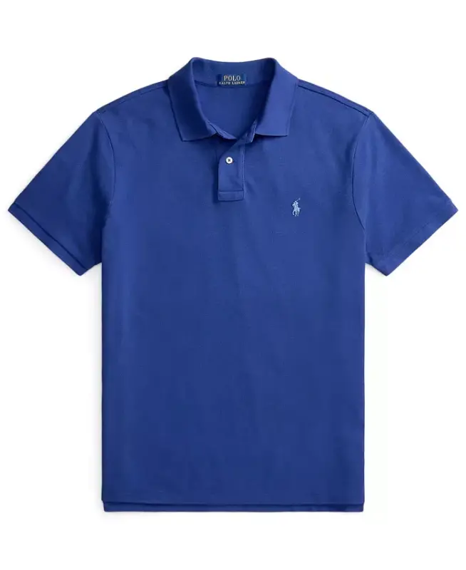 Men's Custom Slim-Fit Mesh Polo Shirt - Blue Yacht/C7553 - 5
