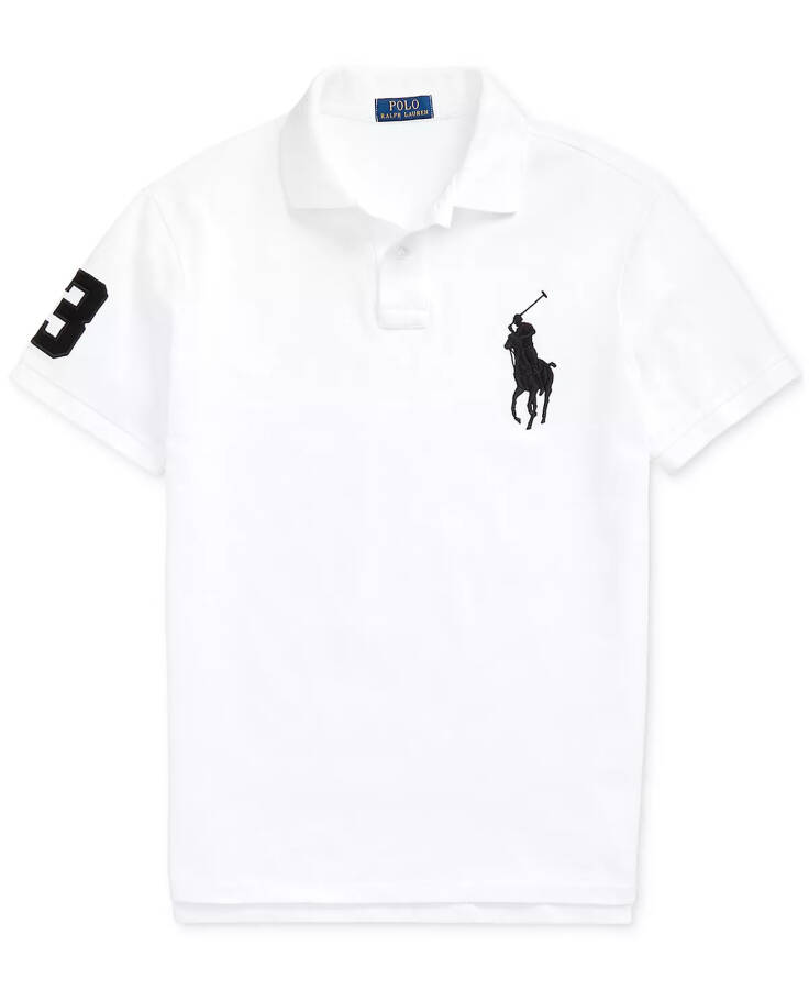 Мужская Поло из сетки Big Pony Custom Slim Fit Белая - 8