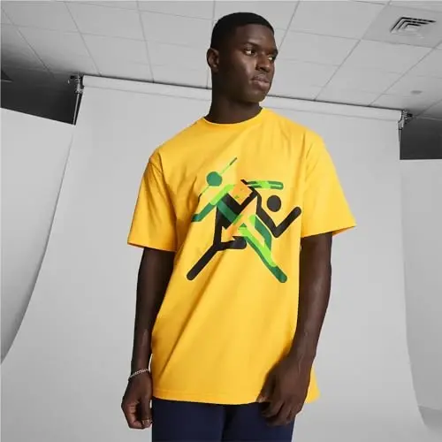 Мужская повседневная футболка PUMA с коротким рукавом и графическим принтом из серии Village Wear - 3