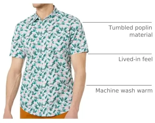 Мужская приталенная рубашка Amazon Essentials с коротким рукавом и воротником на пуговицах - 4