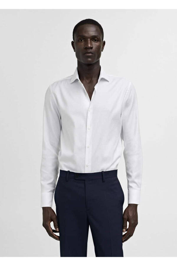 Мужская рубашка из хлопка, приталенная - 1