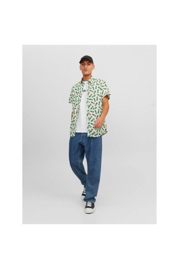 Мужская рубашка Jack&Jones James Palma Conv с зеленым рисунком - 2