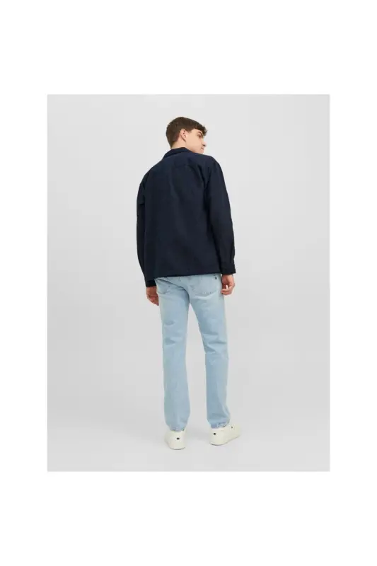 Мужская рубашка Jack&Jones с длинным рукавом, темно-синяя, regular fit. 12239329 - 4