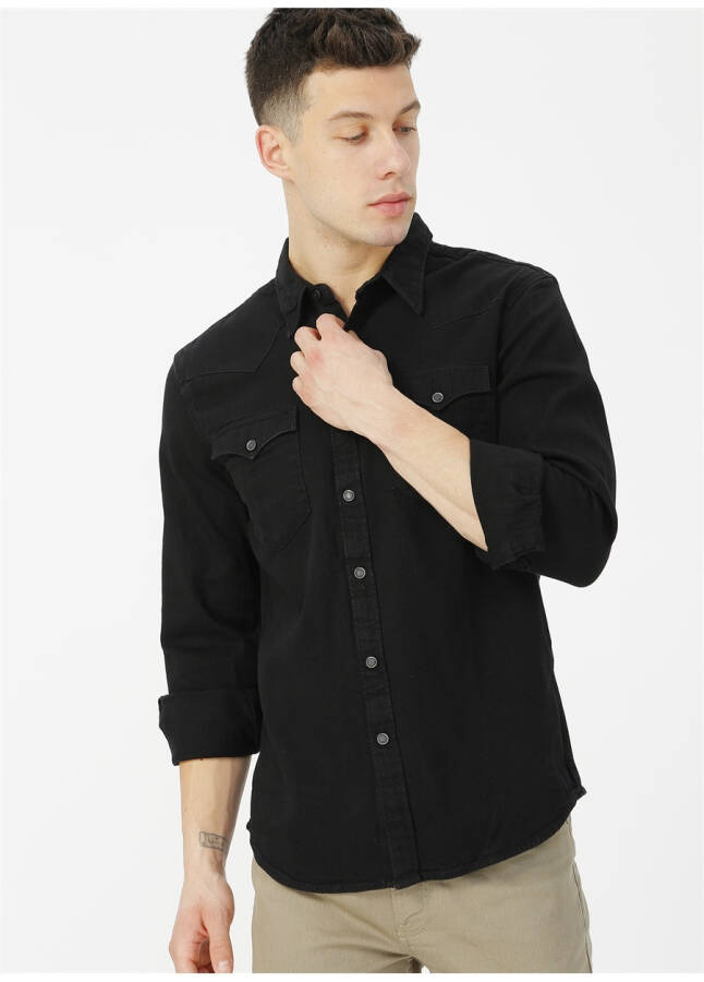 Мужская рубашка Levi's Slim Fit Plain Black 85744-0002 BARSTOW WESTERN STANDARD - 19