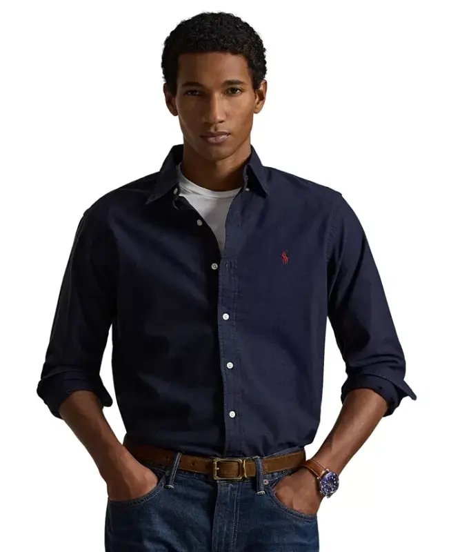 Мужская рубашка оксфорд, окрашенная в готовом виде - POLO RALPH LAUREN
