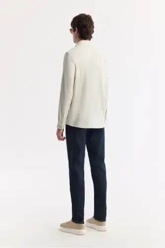 Мужская рубашка Oxford Basic бежевого цвета с пуговицами и воротником Regular Fit, 100% хлопок B002034-Bej - 6