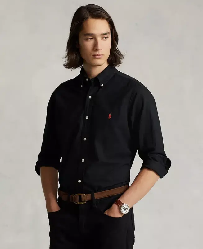 Мужская рубашка Oxford, окрашенная в готовом виде, Polo Black - POLO RALPH LAUREN