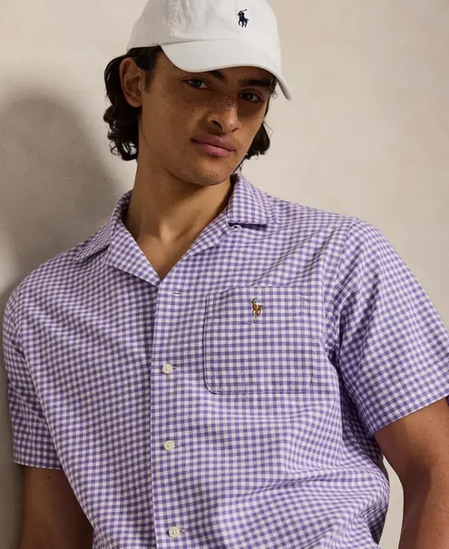 Мужская рубашка Oxford с коротким рукавом - Thistle White - 13