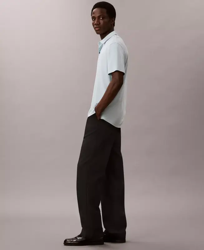 Мужская рубашка-поло из супима-хлопка с коротким рукавом - Winter Sky - 5