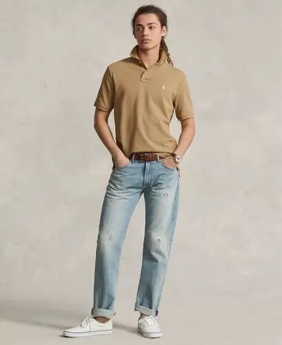 Мужская рубашка-поло классического кроя из сетки - Кафе Тан - POLO RALPH LAUREN (1)