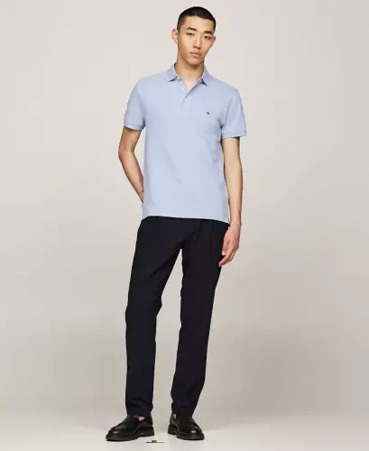 Мужская рубашка-поло Slim Fit 1985 года — цвет морской волны - TOMMY HILFIGER (1)