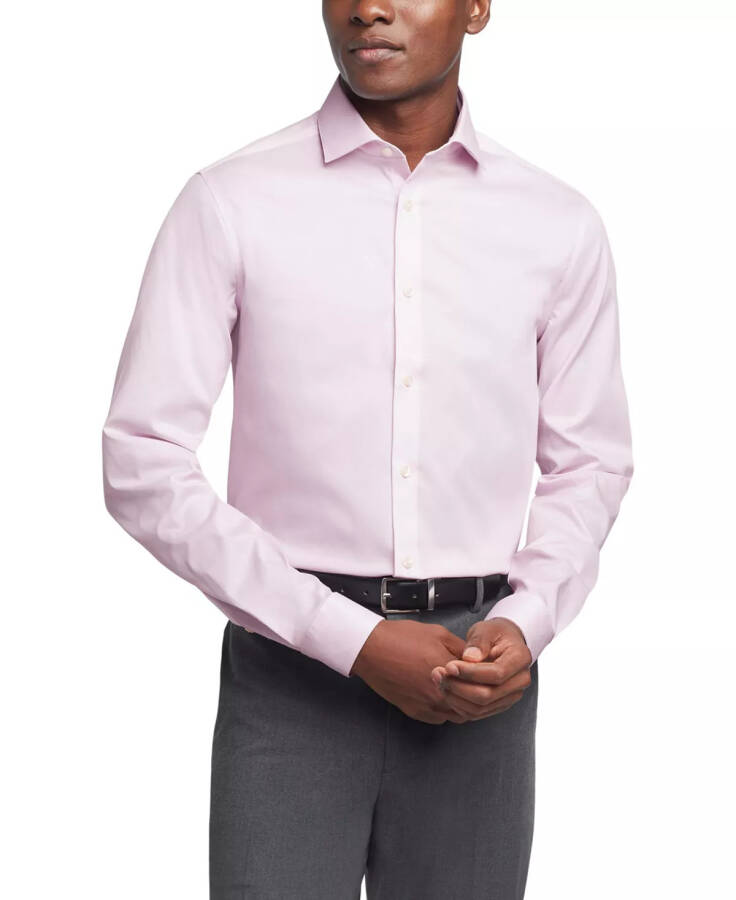 Мужская рубашка-поло Steel Plus Slim Fit Modern Pin Cord Dress Shirt Pink Lavender - 1