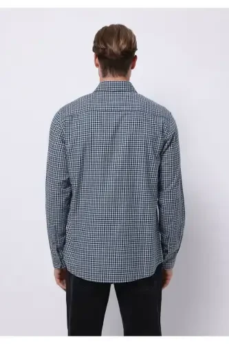 Мужская рубашка с длинным рукавом в клетку темно-синего цвета - COLIN’S (1)