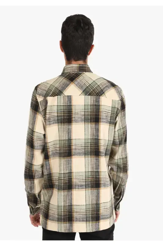 Мужская рубашка с длинным рукавом в клетку зеленого цвета (Regular Fit) - 2