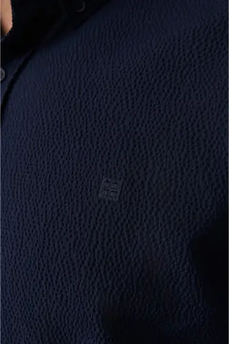 Мужская рубашка с пуговицами, темно-синяя, сэзерленд, хлопковая, комфортного покроя A32y2071 - 3