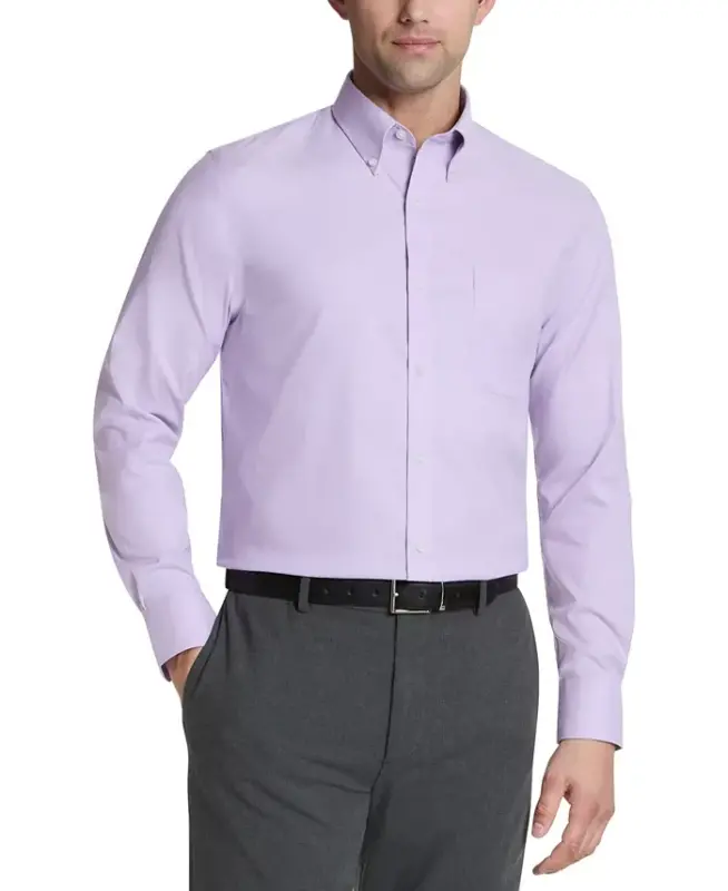 Мужская рубашка TH Flex Regular Fit Stretch Pinpoint Dress Shirt-фиолетовая - TOMMY HILFIGER