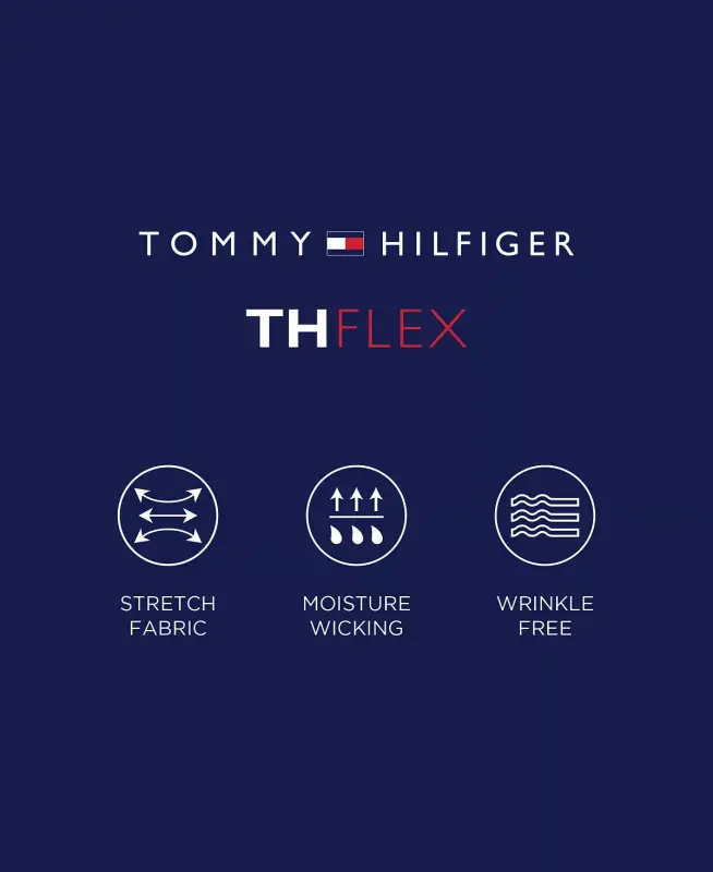 Мужская рубашка TH Flex Regular Fit Wrinkle Resistant Stretch Pinpoint Oxford Dress Shirt-TH Светло-голубая - TOMMY HILFIGER