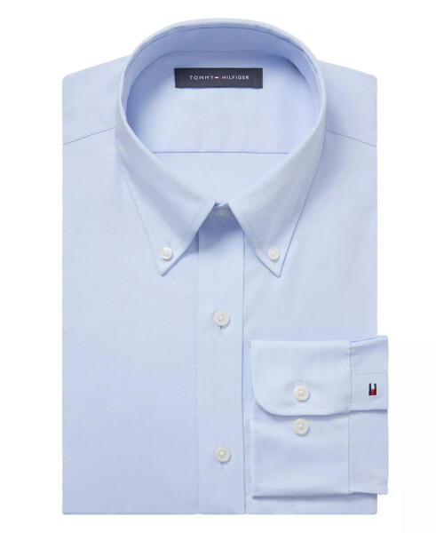 Мужская рубашка TH Flex Regular Fit Wrinkle Resistant Stretch Pinpoint Oxford Dress Shirt TH Светло-голубой - 5