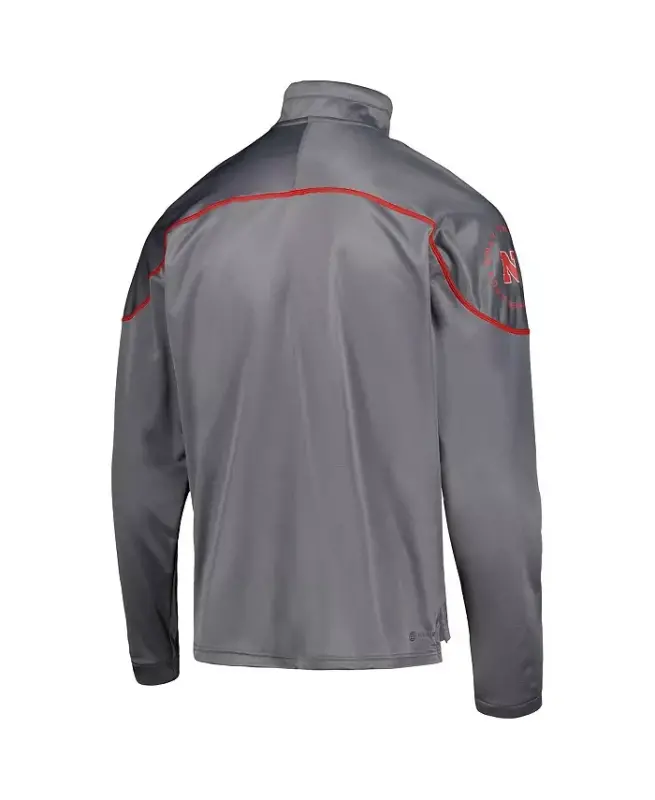 Мужская серая куртка Nebraska Huskers AEROREADY Knit Quarter-Snap - Gray - 3