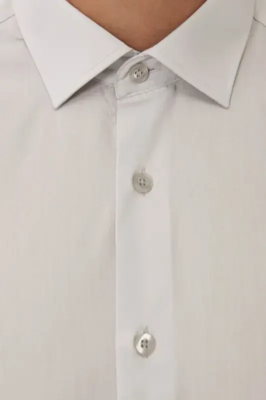 Мужская Серая Лёгкая Глажка Non-Iron Slim Fit Узкий Классический Воротник Хлопковая Рубашка-Серая - 3