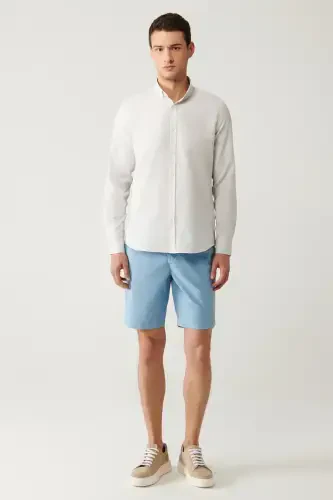 Мужская Серая Рубашка на Пуговицах с Воротником из Хлопчатой ткани Оксфорд, Легко Гладящаяся E002000-Gri - 5